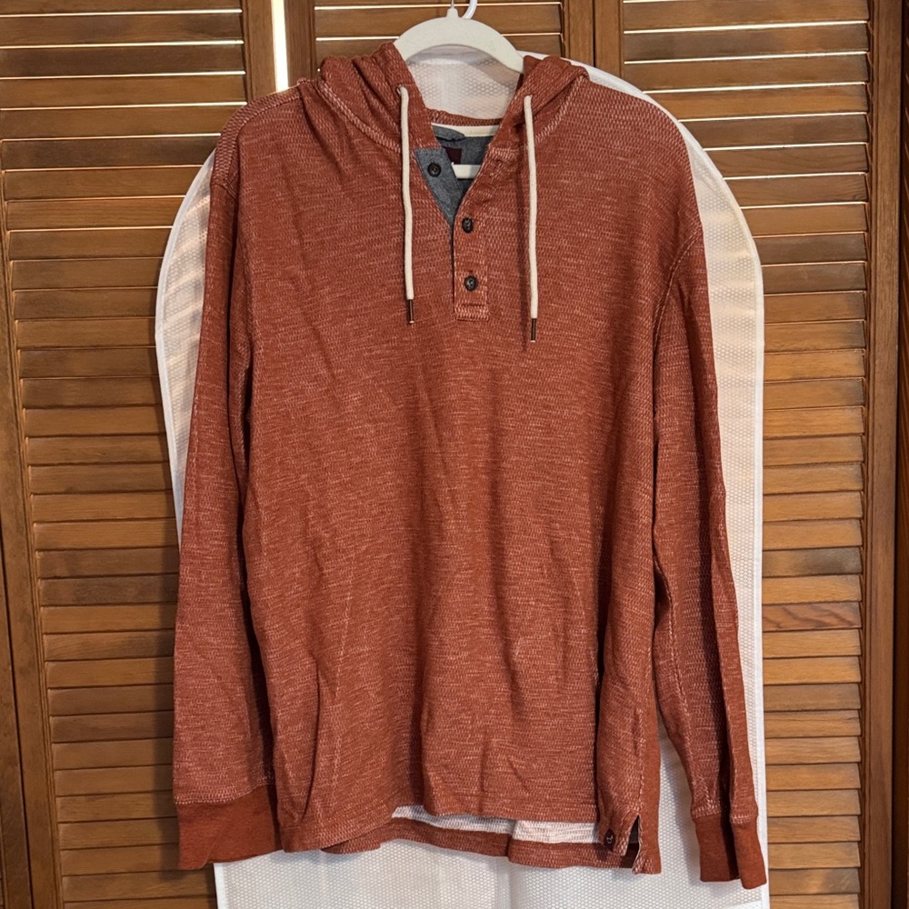 Men's Brick Red Henley Hoodie